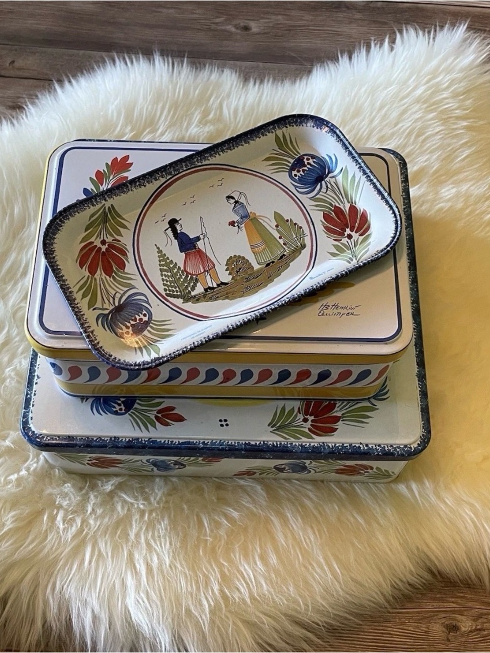 Vintage Henriot Quimper Tins ~ 1970s France